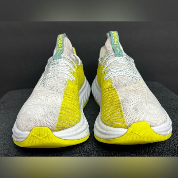 Hoka One One Carbon X 3 White Neon Yellow Athletic Running Shoes Women Size 6.5B - Picture 5 of 10